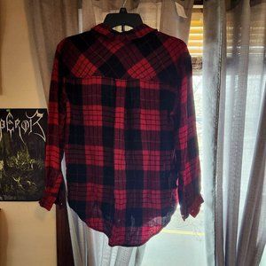 Gypsy Warrior Plaid Long Sleeve Shirt, Size S, Red/BLK